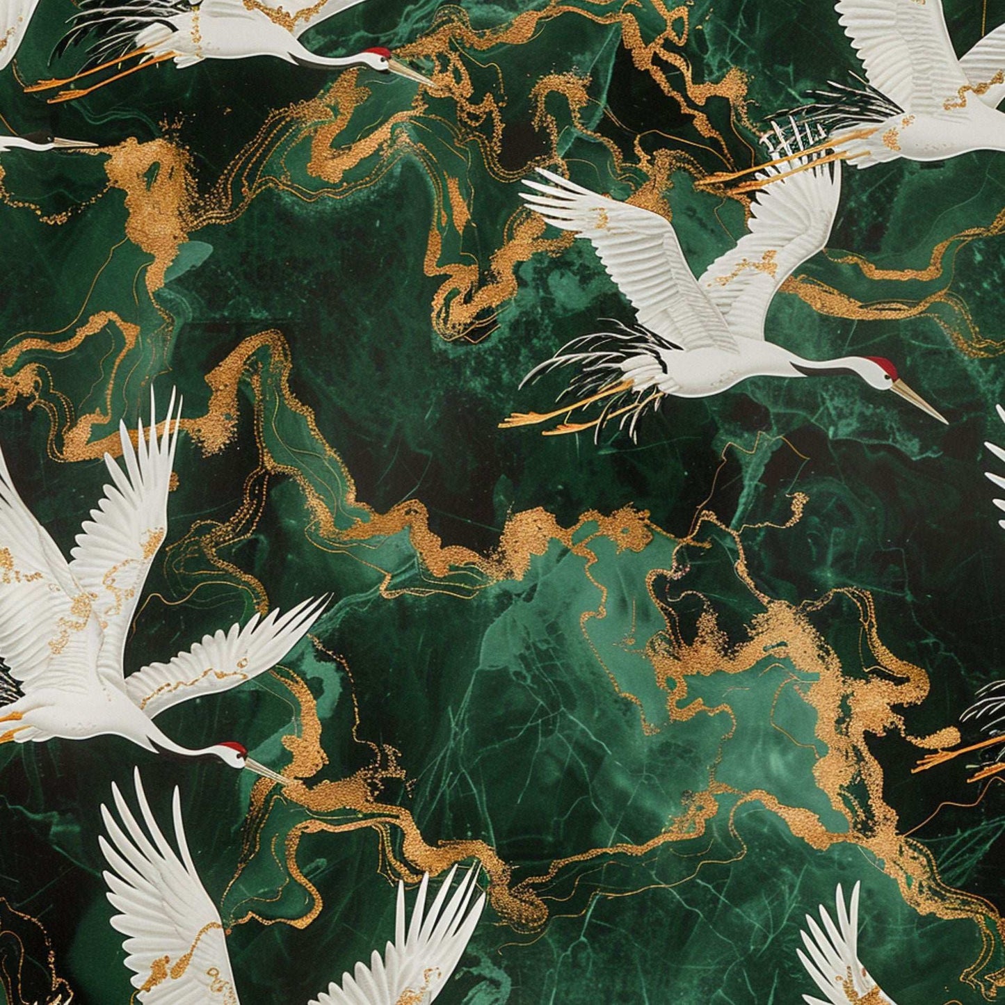 Japanese Crane Wallpaper Emerald Green Peel Stick Roll