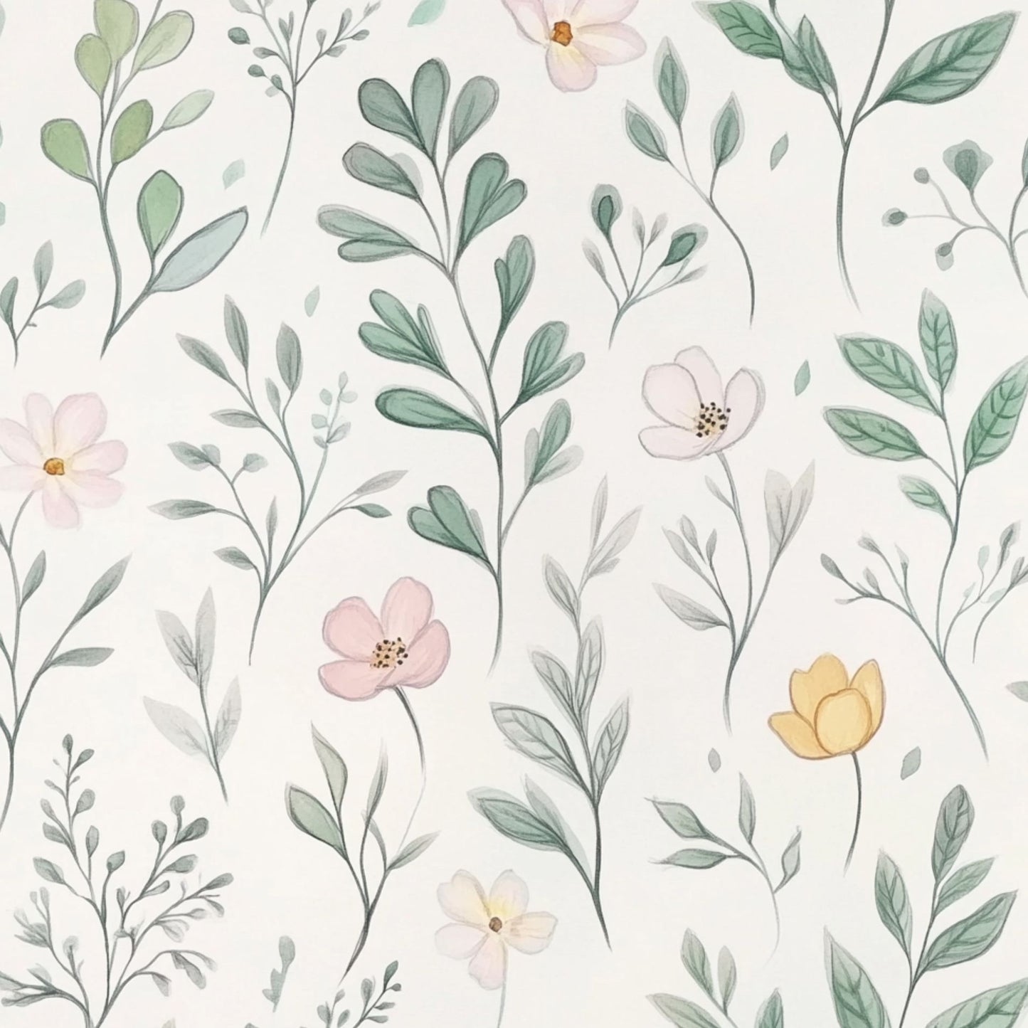 Pastel Floral Wallpaper Watercolor Flower Pattern Peel and Stick Roll