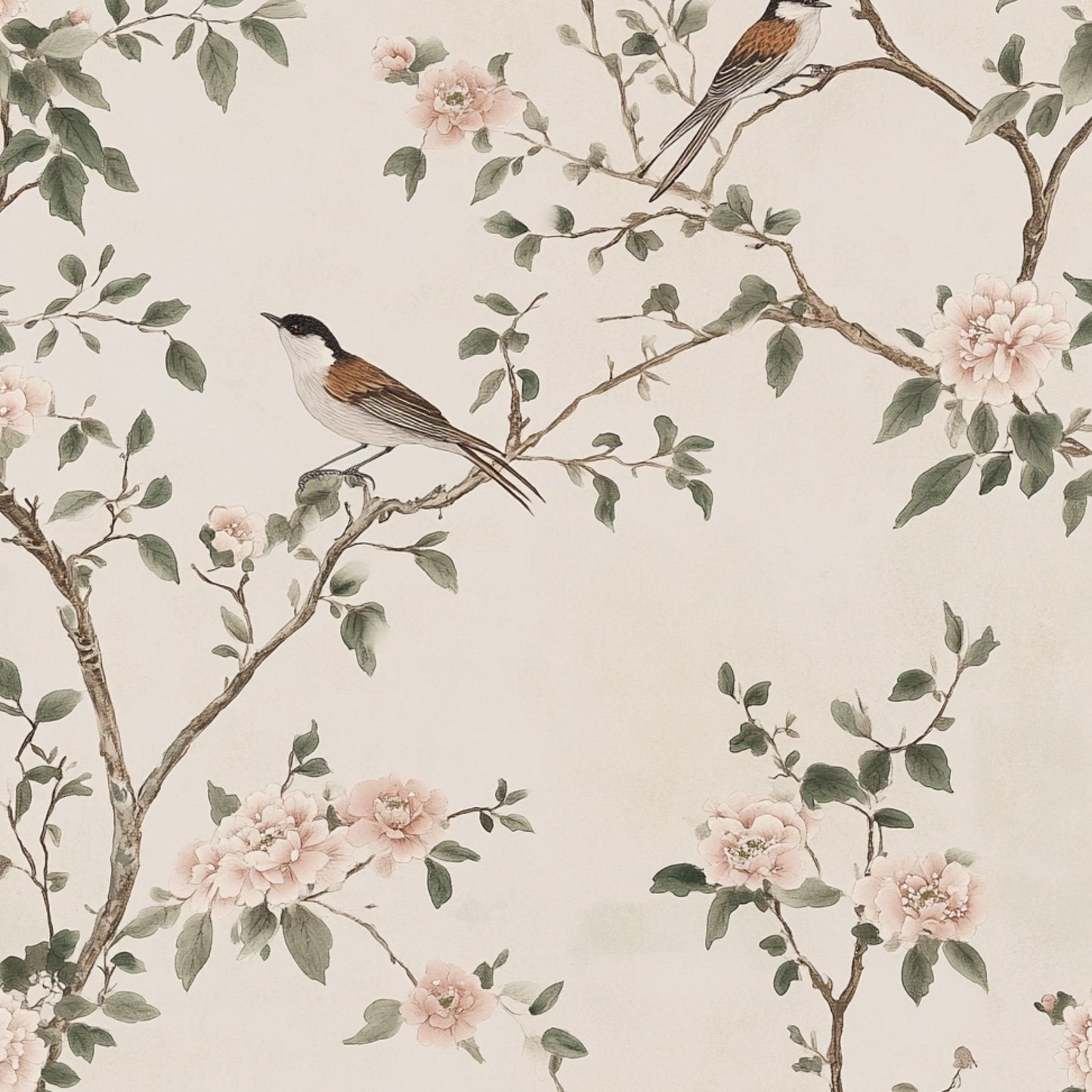 Bird and Blossom Wallpaper Peel and Stick Elegant Asian Style Wall Mural