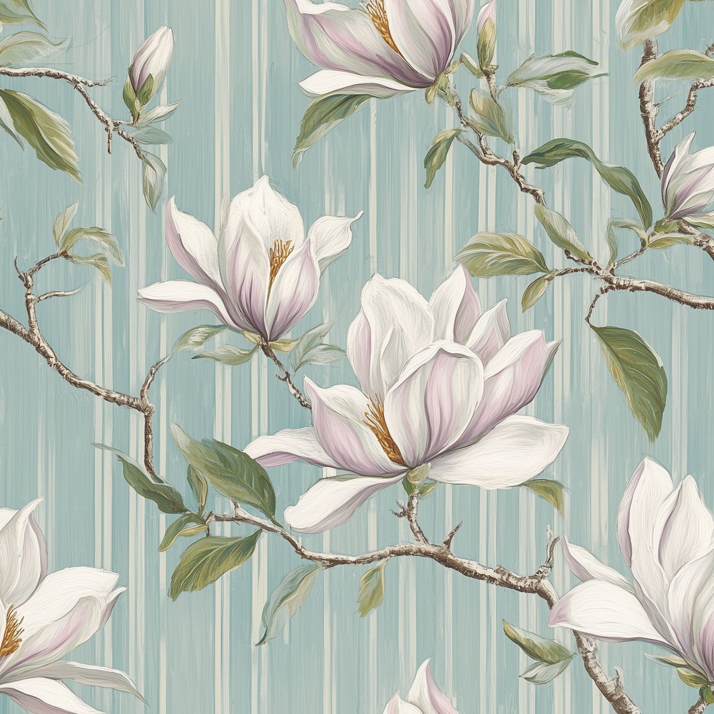 Elegant Magnolia Branches Wallpaper Vintage Floral Wall Mural Peel Stick Roll