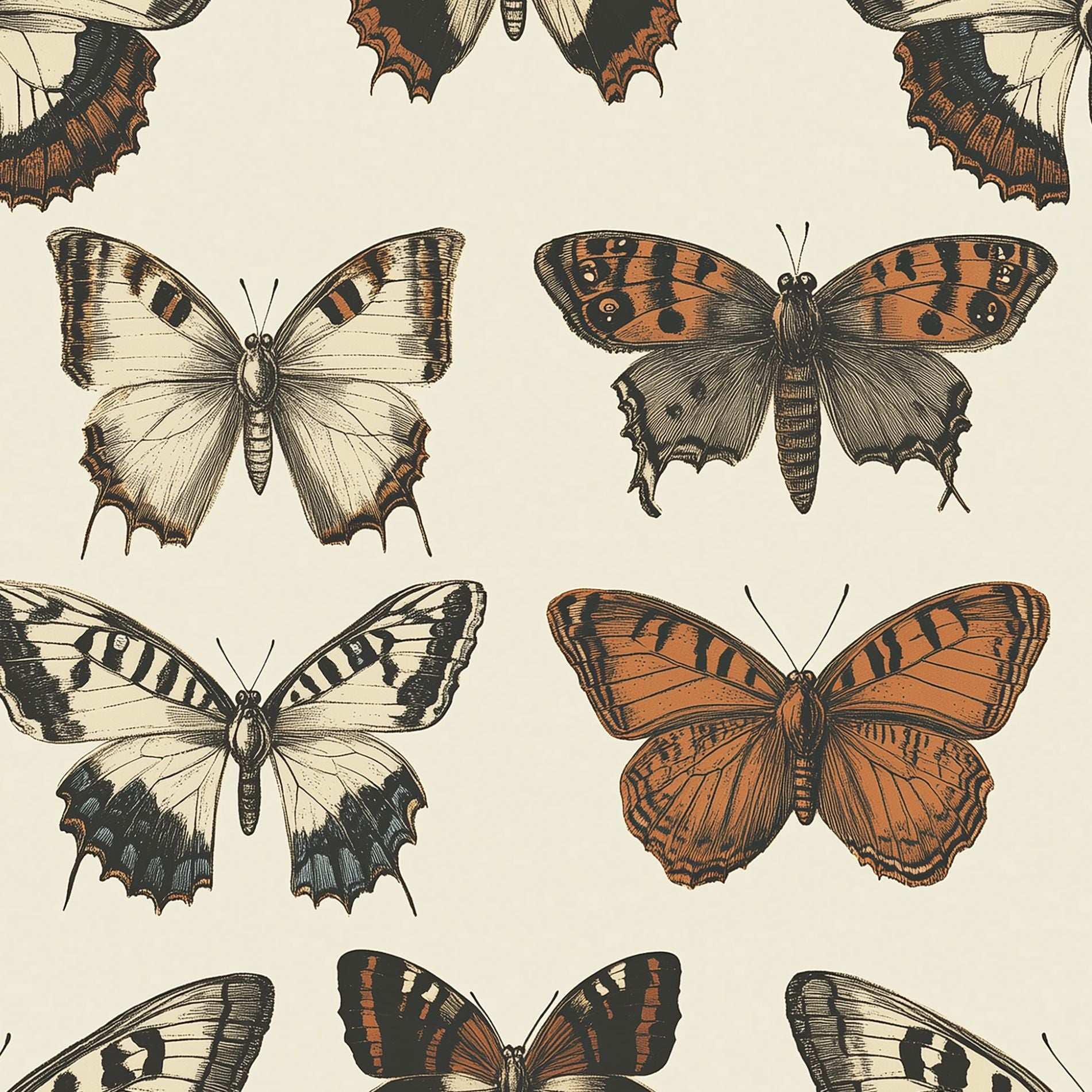 Vintage Butterfly Wallpaper Retro Peel and Stick Wall Mural