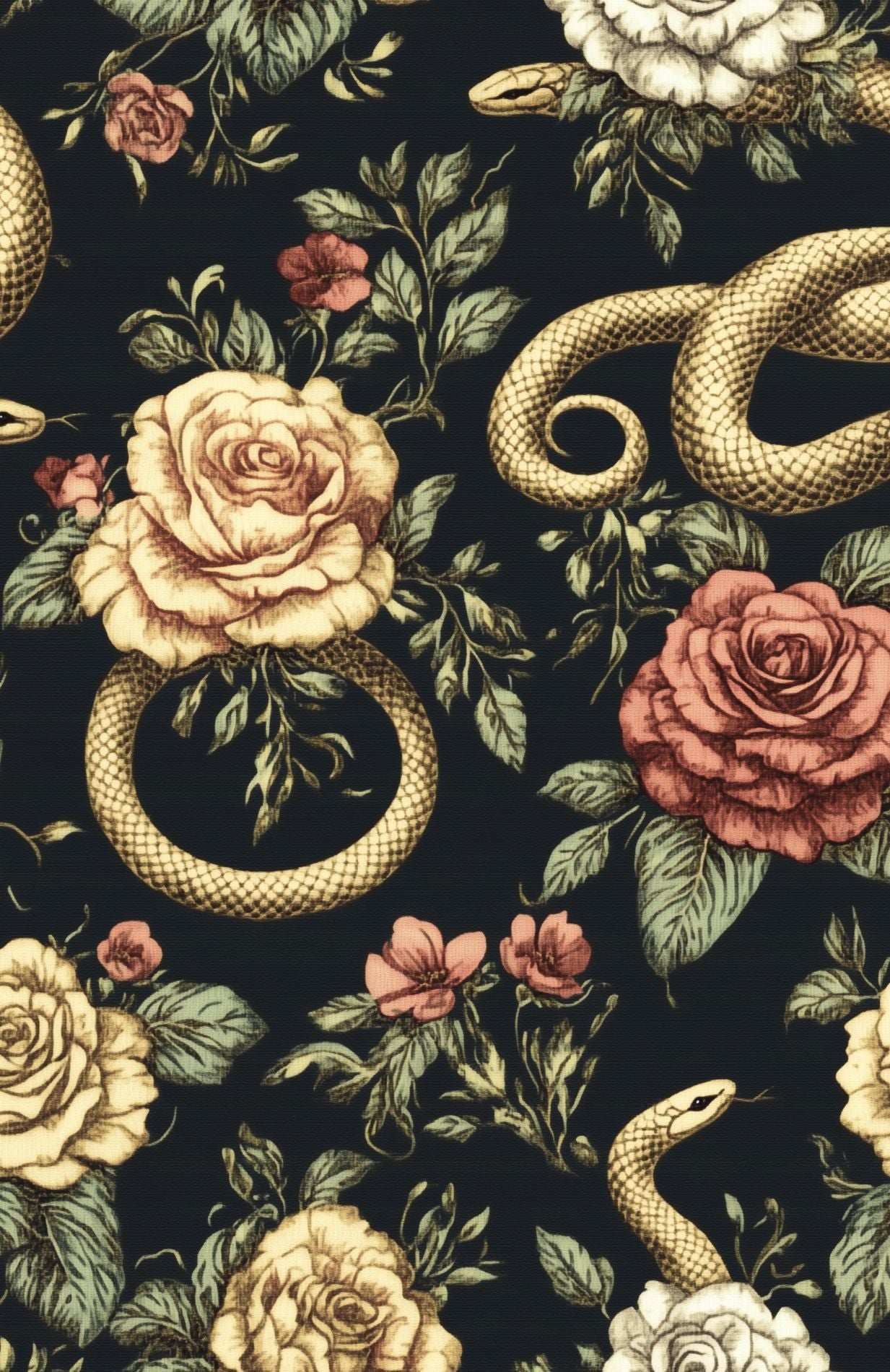 Serpents Garden Noir Floral Wallpaper Floral Wall Mural Peel and Stick Roll