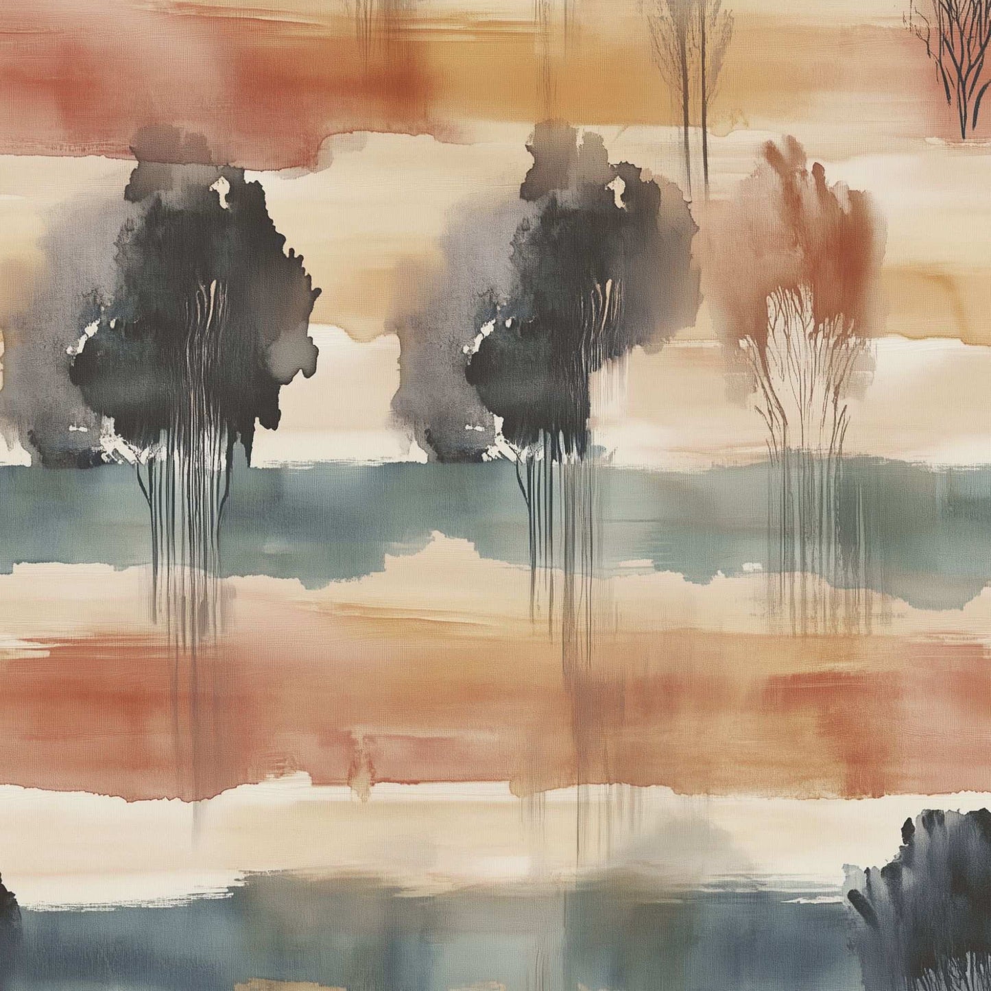 Abstract Watercolor Landscape Wallpaper Artistic Gradient Modern Interiors