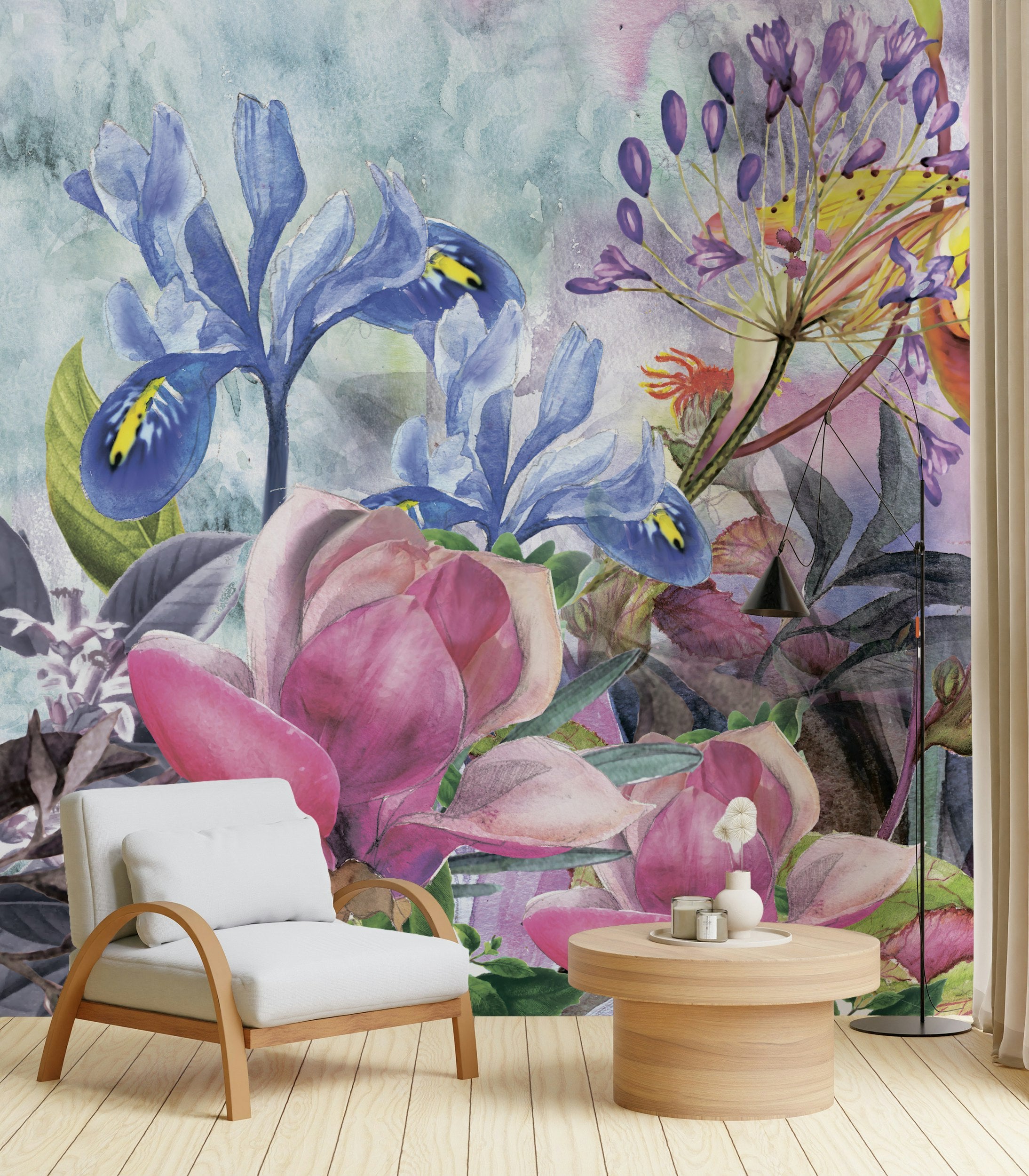 Fresh Breath of Spring Aquarelle Floral Wallpaper Mural