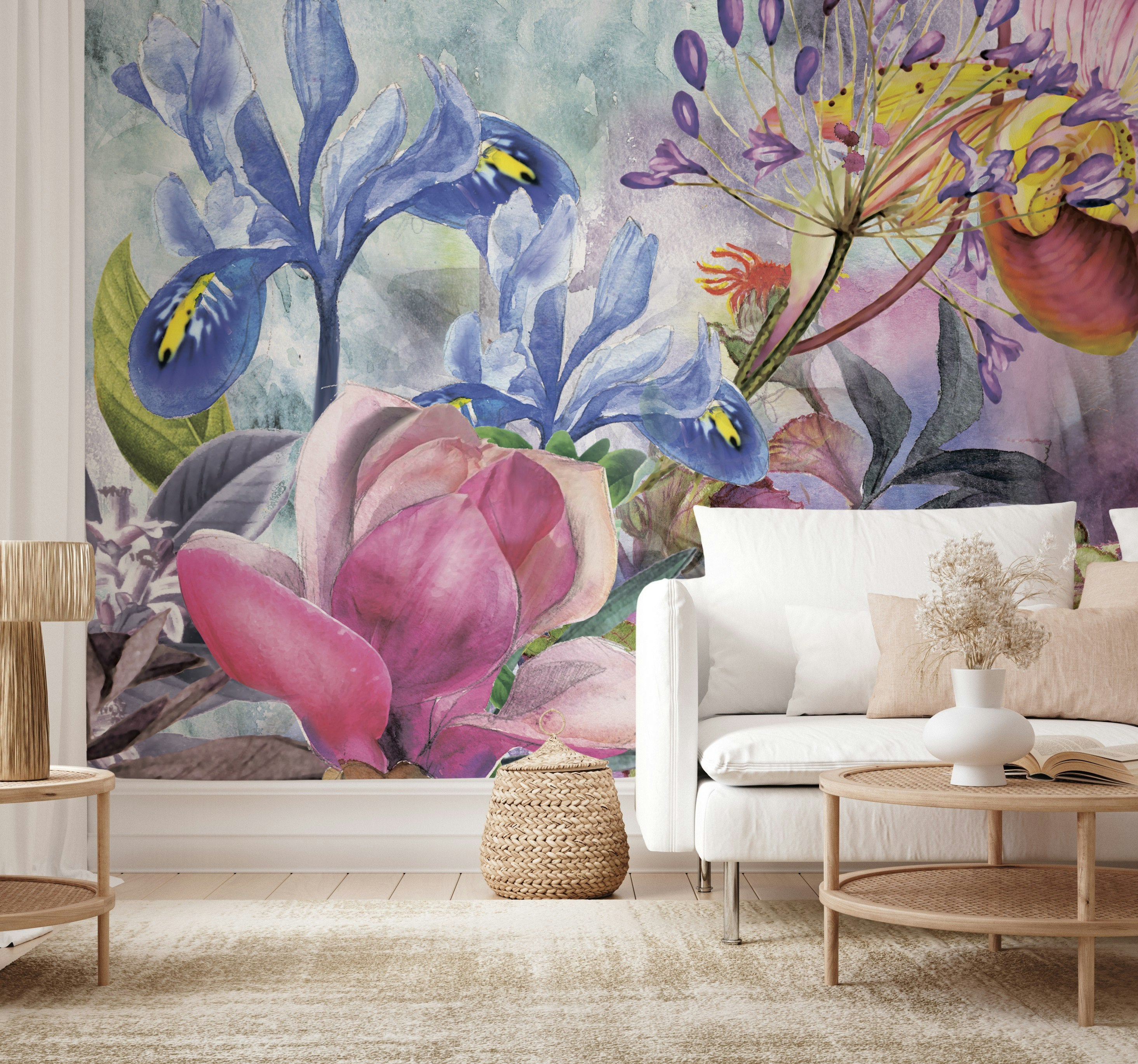 Fresh Breath of Spring Aquarelle Floral Wallpaper Mural