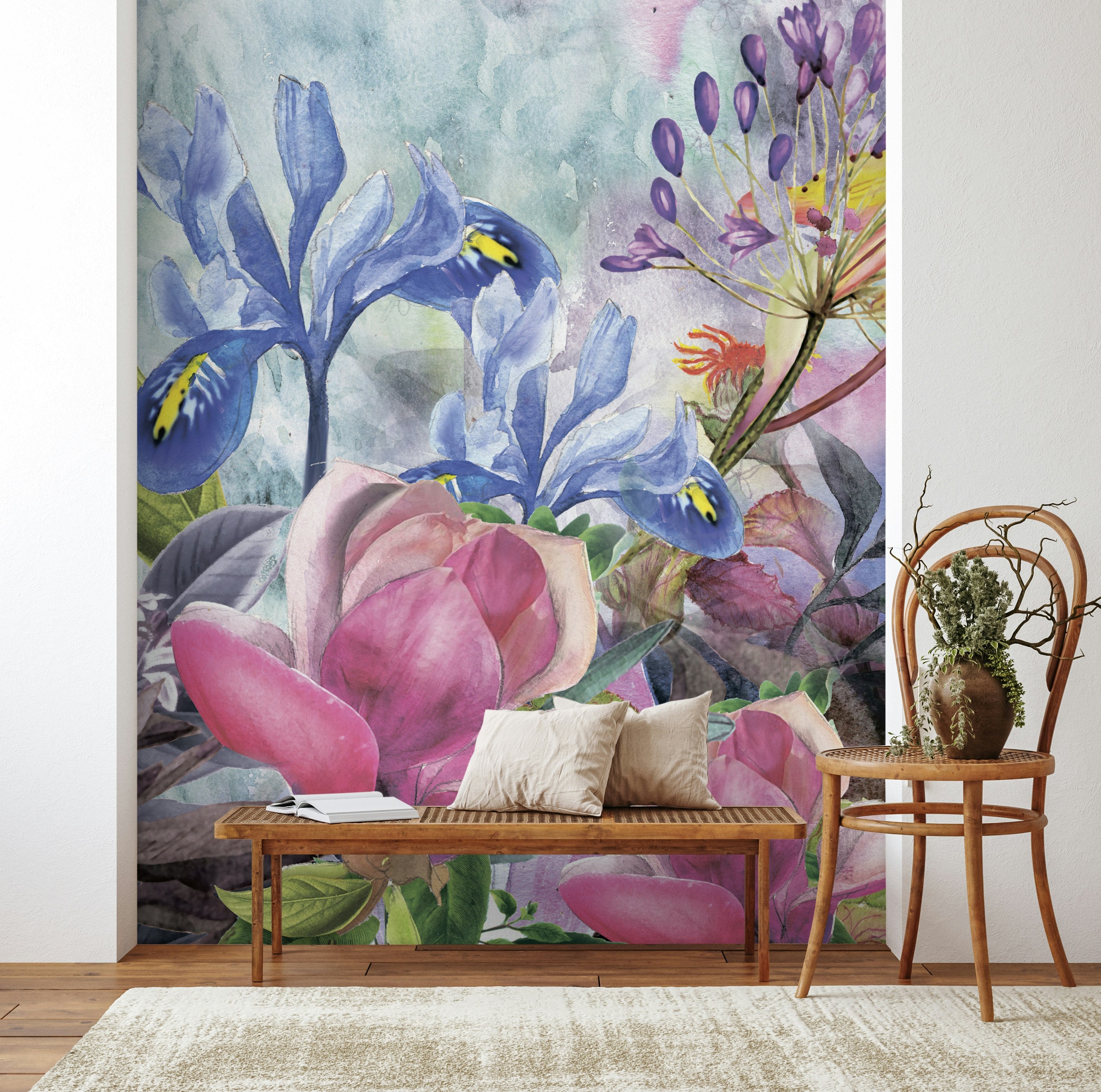 Fresh Breath of Spring Aquarelle Floral Wallpaper Mural