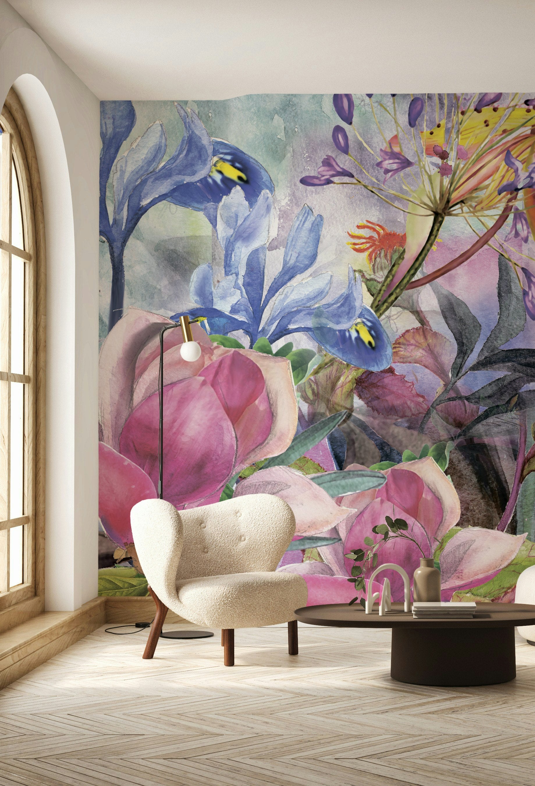 Fresh Breath of Spring Aquarelle Floral Wallpaper Mural