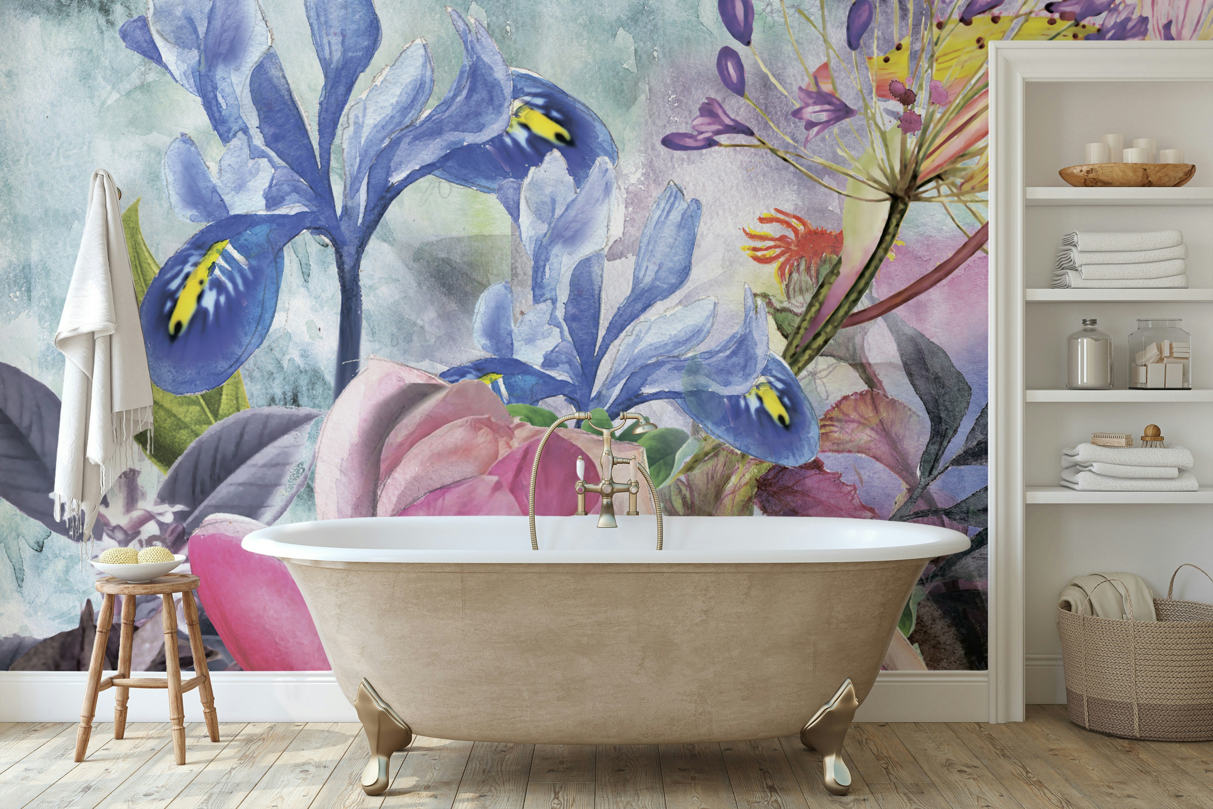 Fresh Breath of Spring Aquarelle Floral Wallpaper Mural