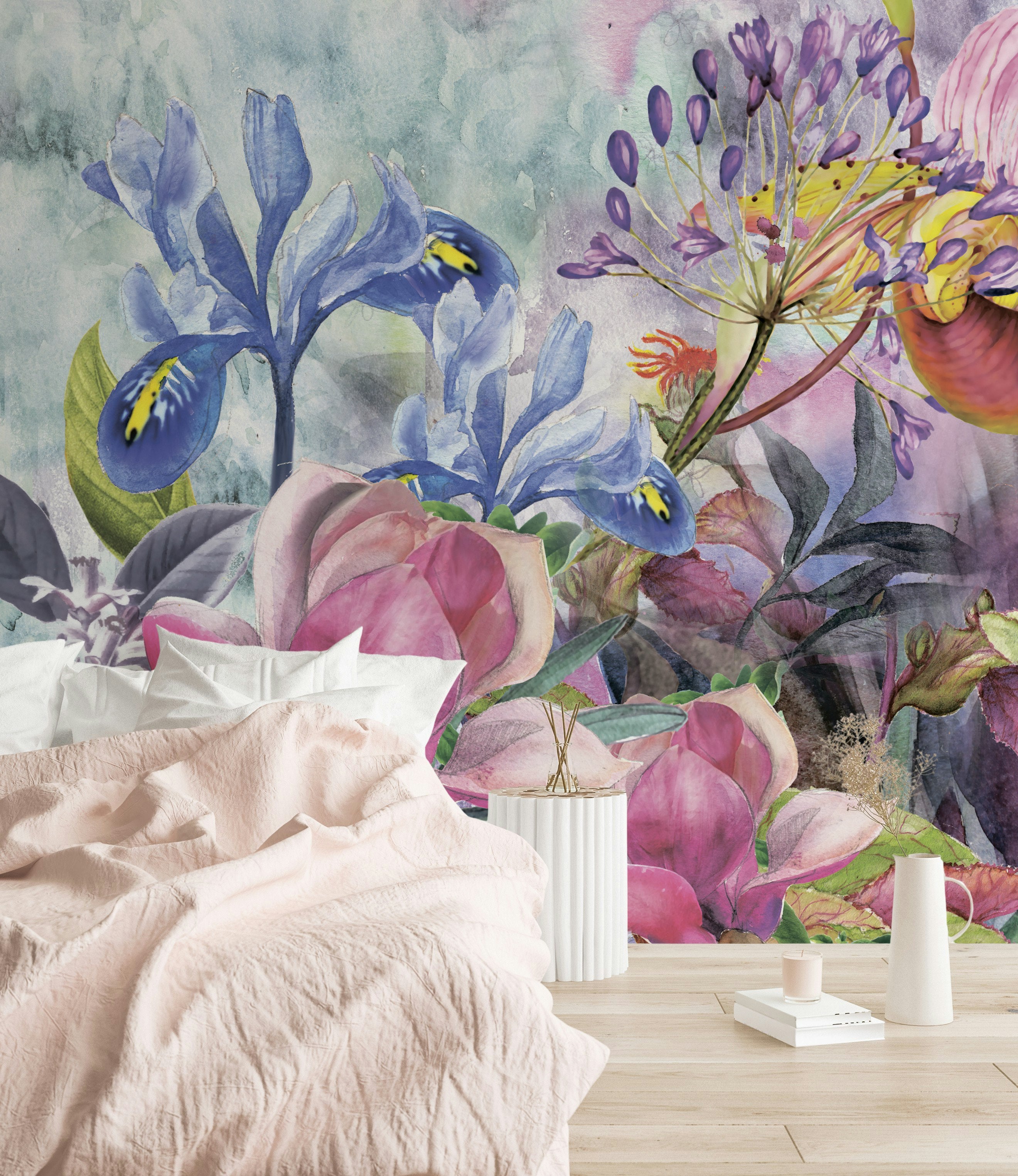 Fresh Breath of Spring Aquarelle Floral Wallpaper Mural