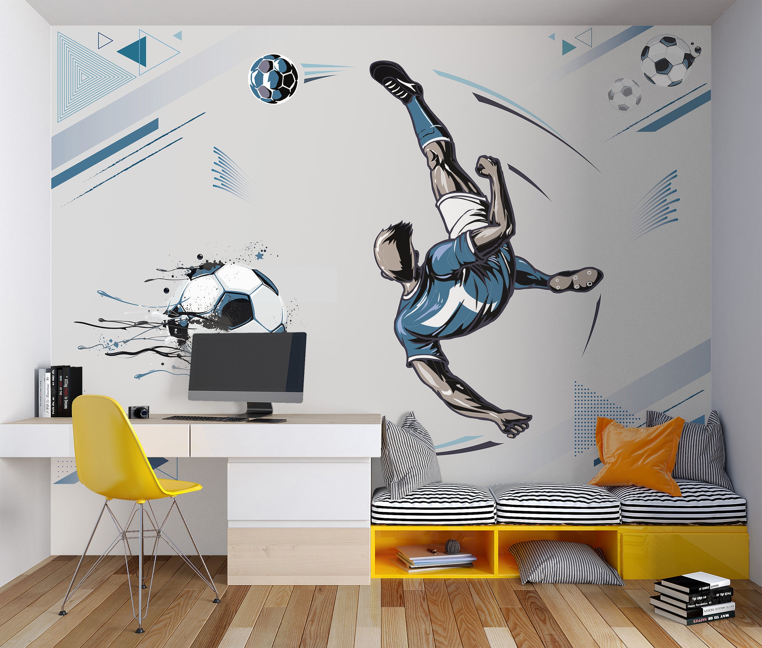 Football Kick Wallpaper Blue White