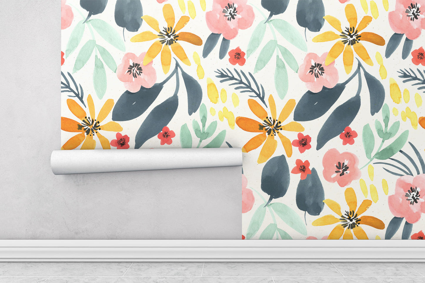 Floral Watercolor Plant Nursery Wallpaper Removable