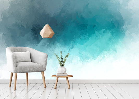 Atmospheric Blue Wave Abstract Modern Wallpaper Wall Covering