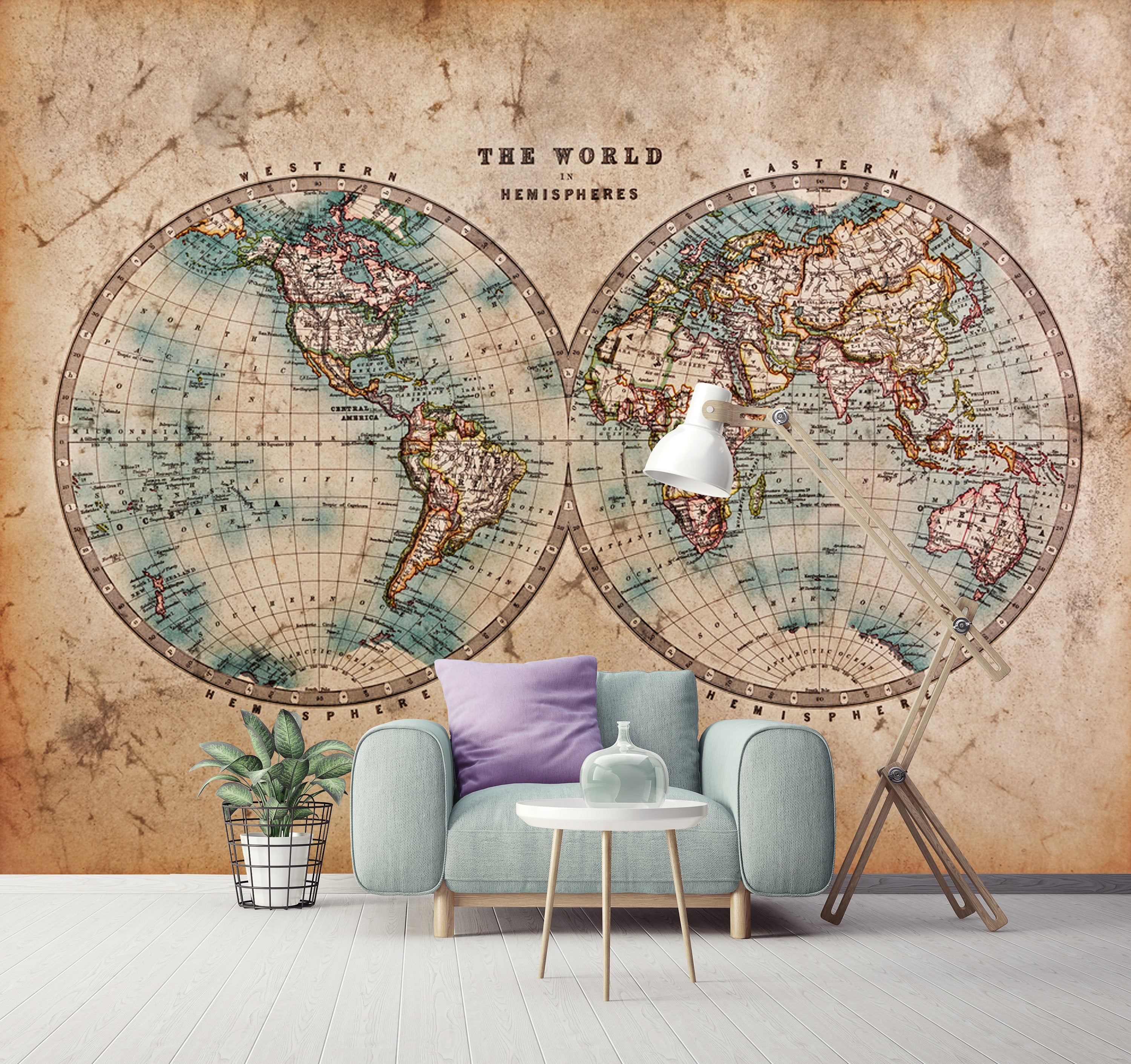 World Map Abstract Illustration Wallpaper Wall Covering