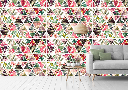 Flower Garden Concept with Triangle Modern Design Wallpaper