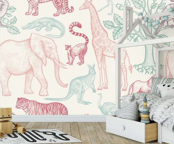 Colourful Abstract Animal Prints Modern Habitats Wallpaper