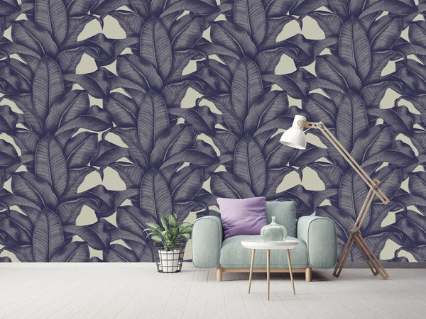 Exotic Gray Leaf Leaves Background Wallpaper Removable