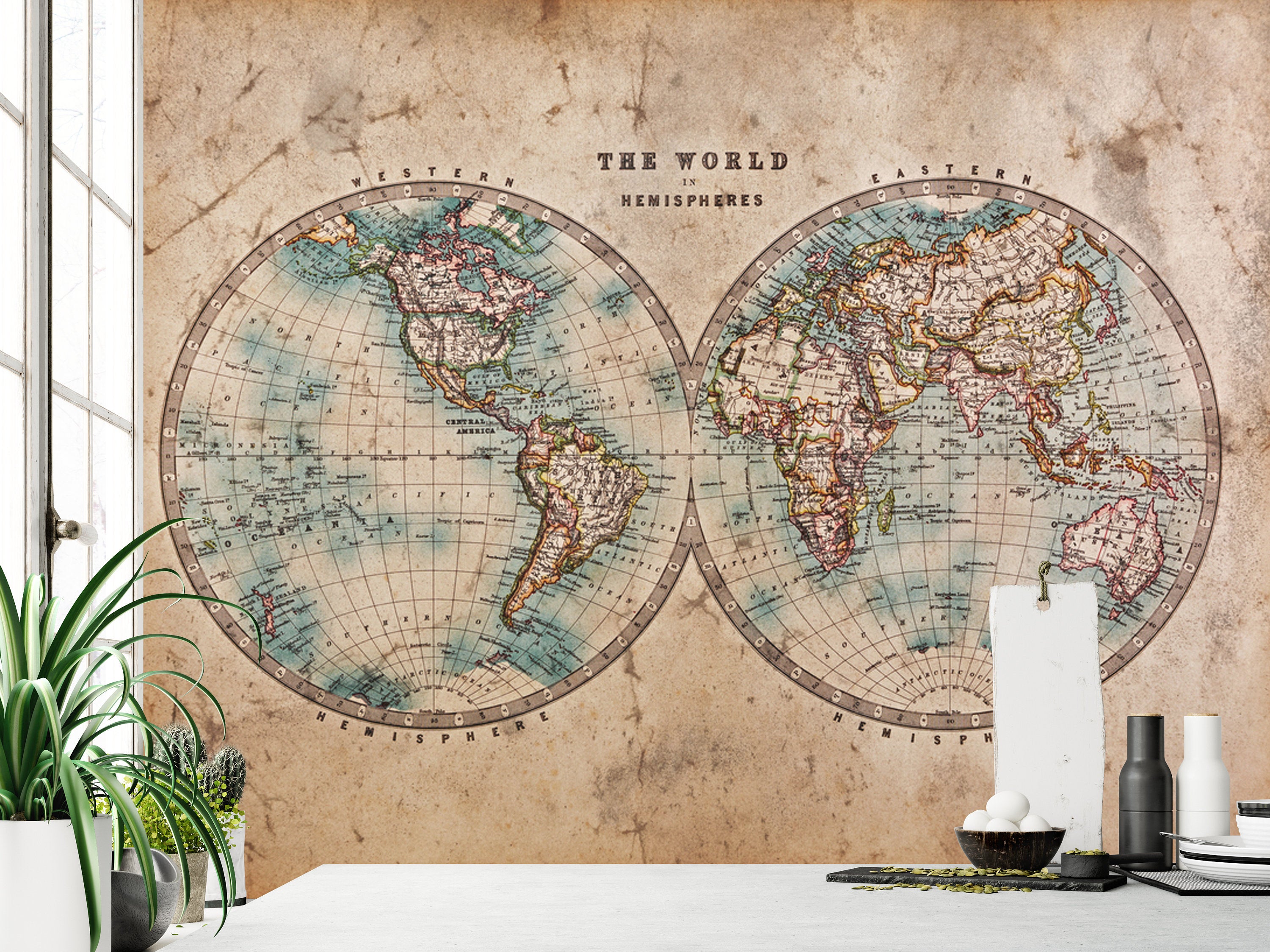 World Map Abstract Illustration Wallpaper Wall Covering