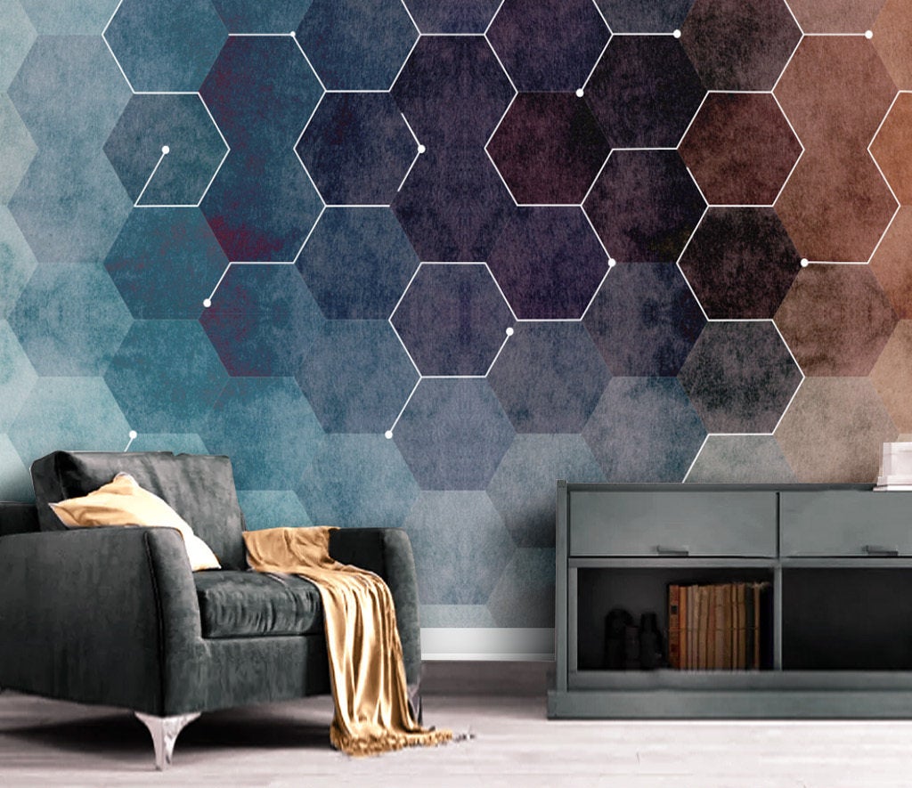 Abstract Dark Hexagon Geometry Wall Art Background Wallpaper