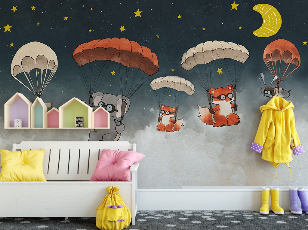 Nordic Creative Watercolor Animal Parachute Children's Room