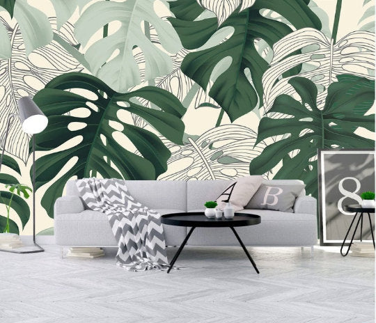Tropical Rainforest Plant Oil Painting Background Wallpaper