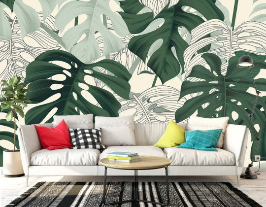 Tropical Rainforest Plant Oil Painting Background Wallpaper