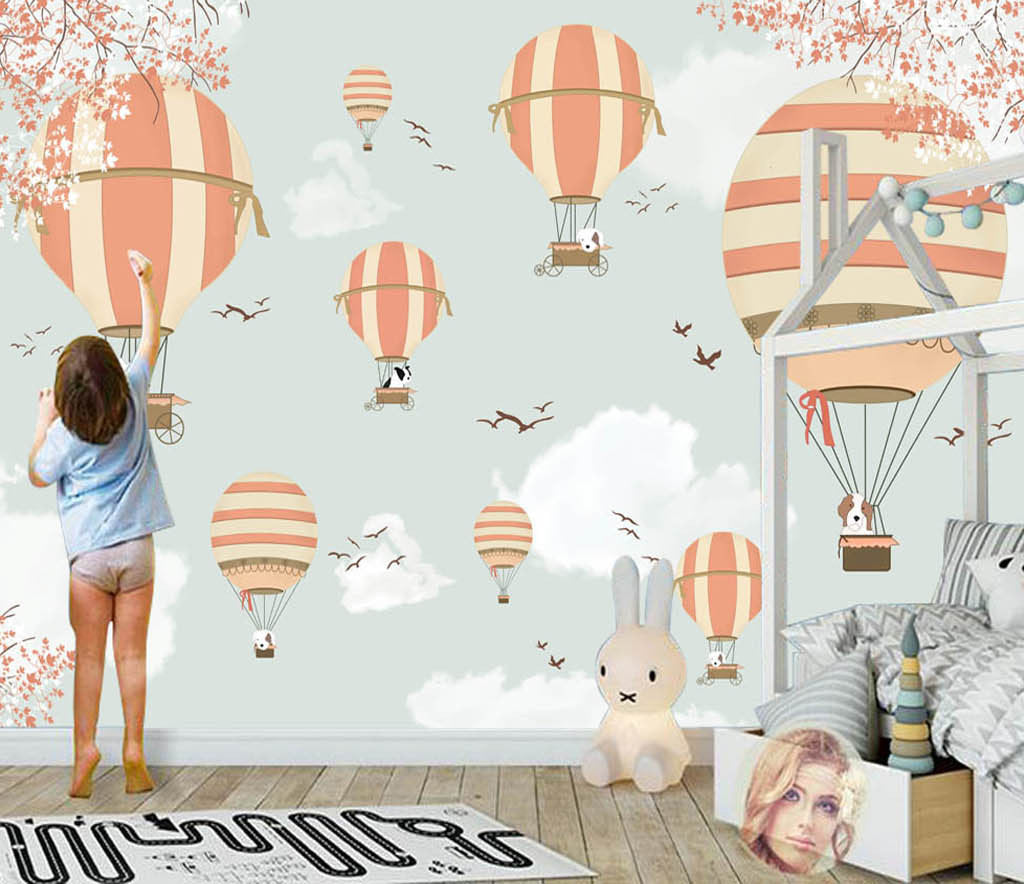 Sky Balloon Consept with Animal Abstract Wallpaper