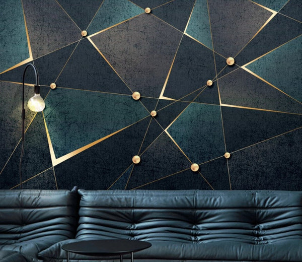 Dark and Gold Triangles Shapes Exotic Geometric Wallpaper