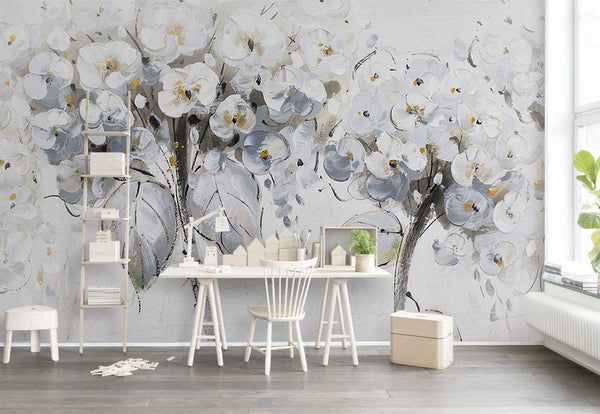 Magnolia Tree Abstract Flowers Tree Wallpaper Wall Covering
