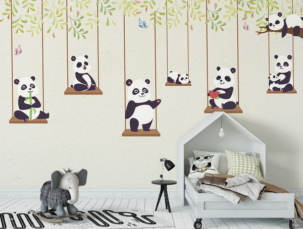 Modern Art Panda Children Kids Room Wallpaper Wall Covering