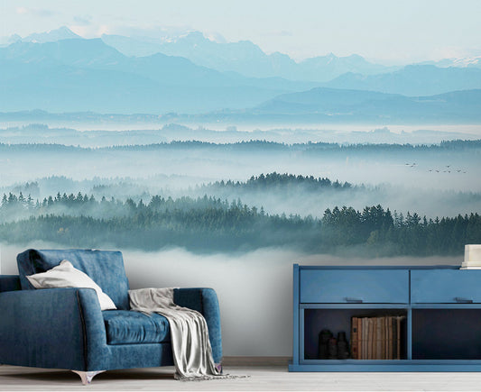 Mountain Misty Abstract Modern Design Wallpaper Wall Covering