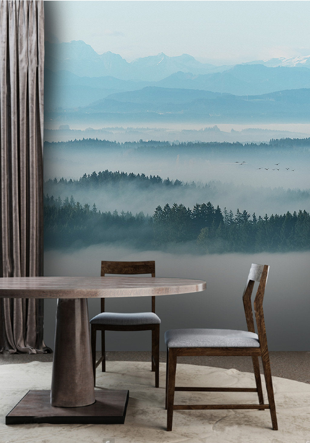 Mountain Misty Abstract Modern Design Wallpaper Wall Covering