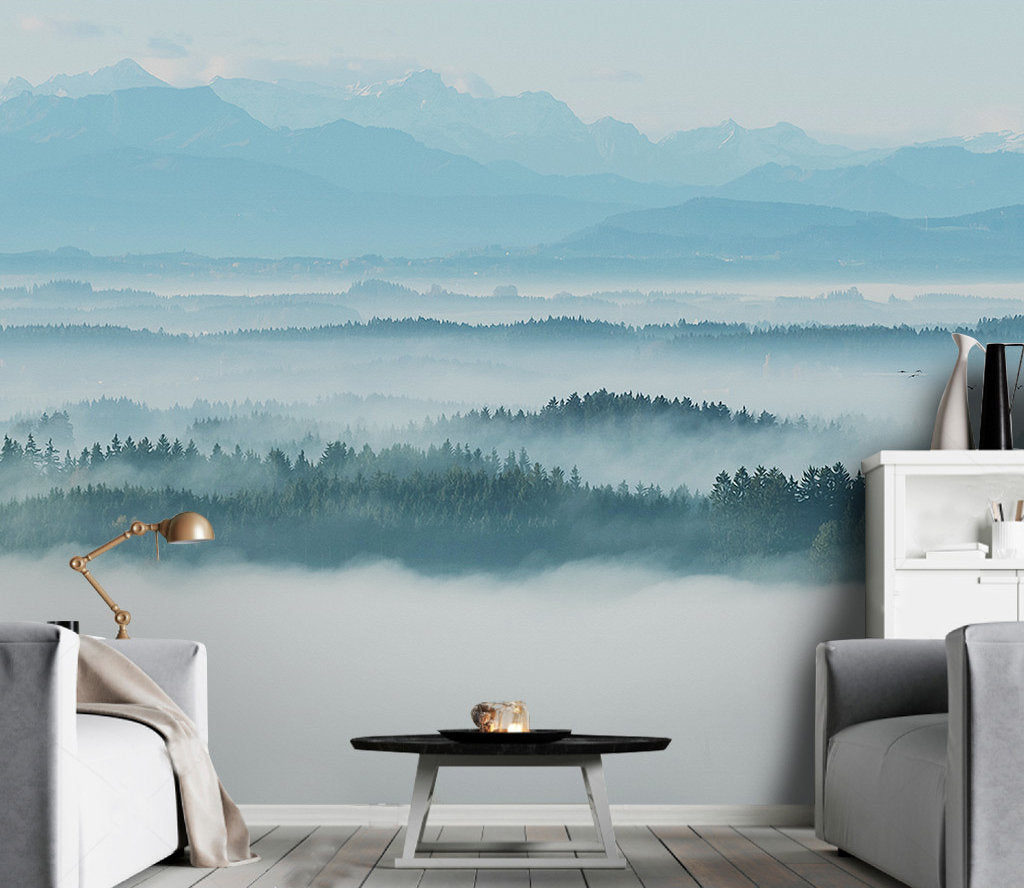 Mountain Misty Abstract Modern Design Wallpaper Wall Covering