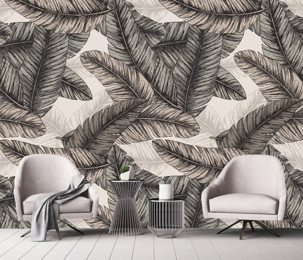 Tropical Banana Leaf Abstract Wallpaper Wall Covering