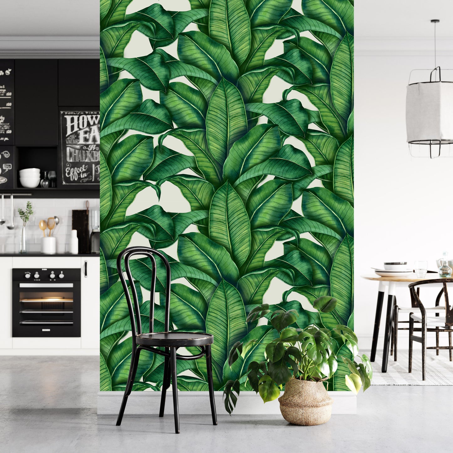 Green Floral Watercolor Palm Leaves Wallpaper Wall Covering