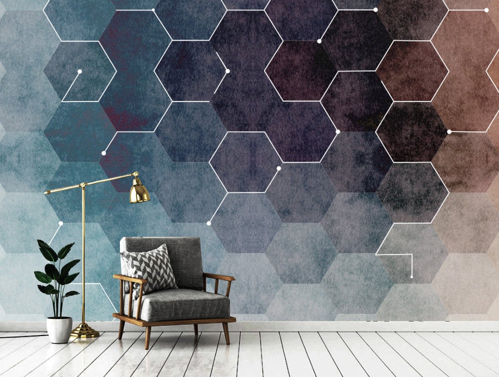 Abstract Dark Hexagon Geometry Wall Art Background Wallpaper