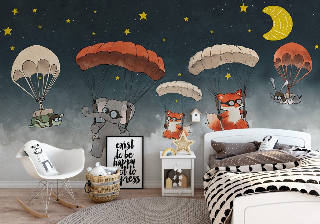 Nordic Creative Watercolor Animal Parachute Children's Room