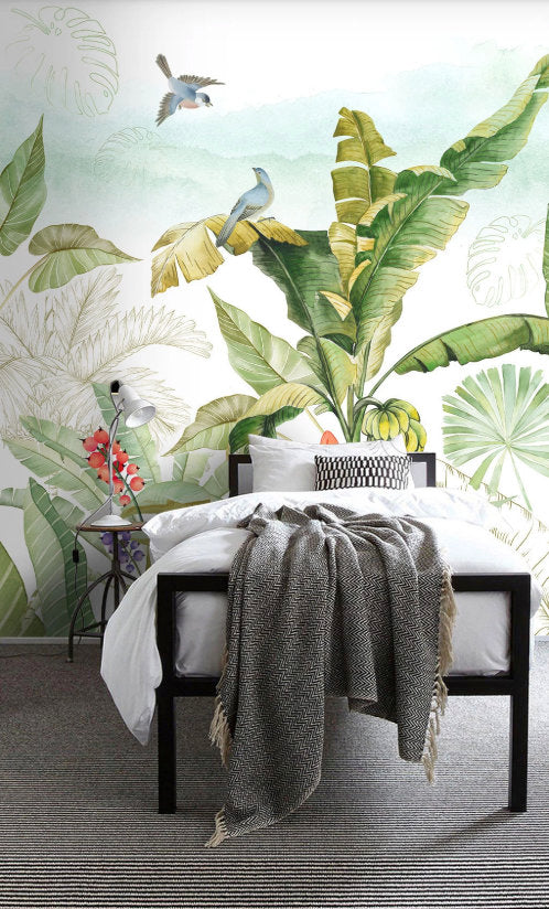 Tropical Rainforest Plants Oil Painting Background Wallpaper