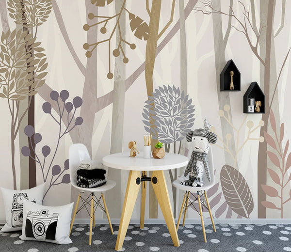 Cartoon Tree Forest Wallpaper Nursery Kids Baby Room