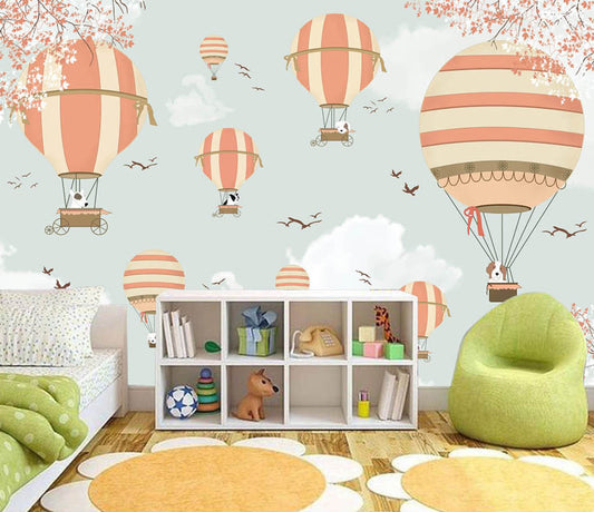 Sky Balloon Consept with Animal Abstract Wallpaper