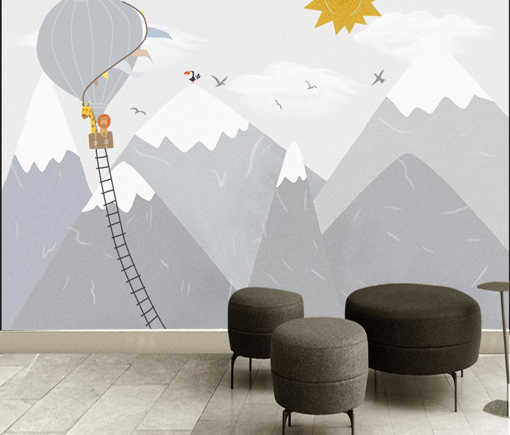 Cartoon Triangle Mountain Sun Background Decoration Wallpaper