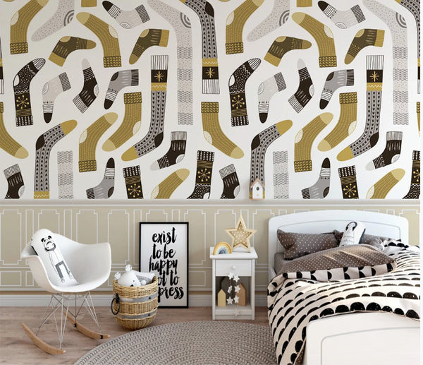 Golden and Black Sock Modern Wallpaper Art Mural