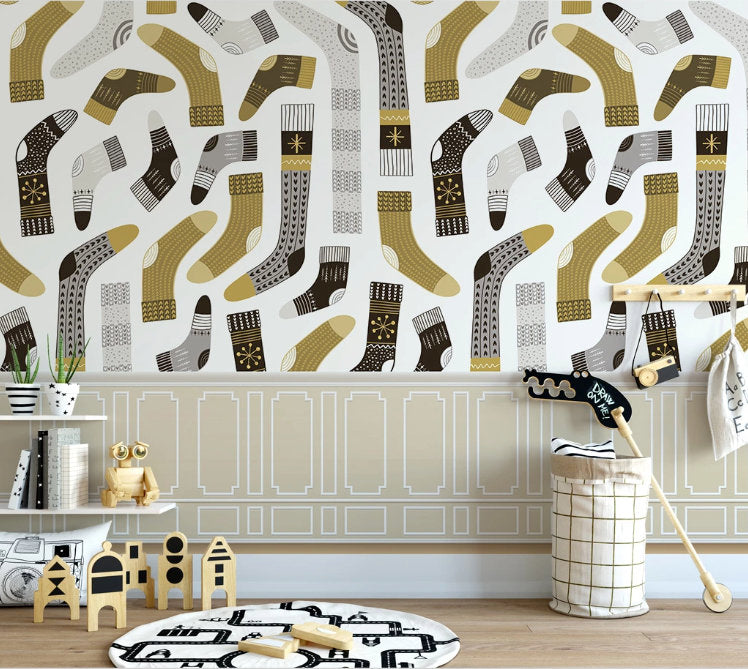 Golden and Black Sock Modern Wallpaper Art Mural
