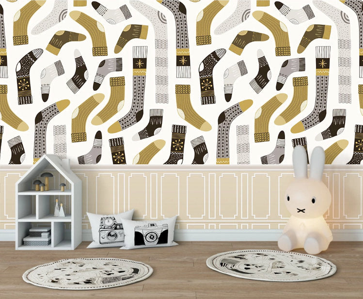 Golden and Black Sock Modern Wallpaper Art Mural