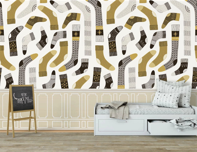 Golden and Black Sock Modern Wallpaper Art Mural