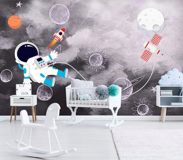 Cartoon Cosmic Abstract Astronaut Home Decor Wallpaper