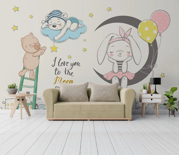 Cartoon Sticker Abstract Animal Painting Nordic Style Wallpaper