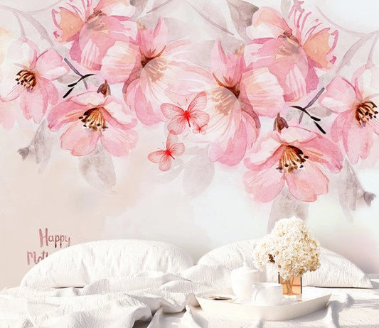 Cherry Blossom Seamless Floral Vintage Tropical Wallpaper