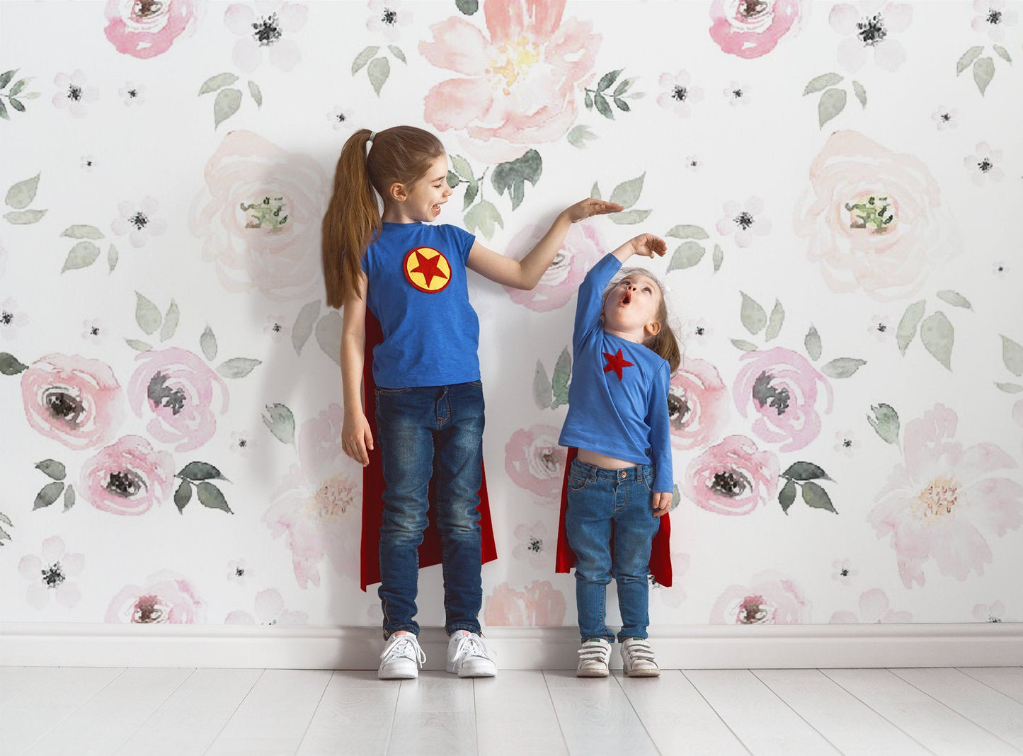 Soft Pink Floral Watercolor Flowers Wallpaper Wallcovering