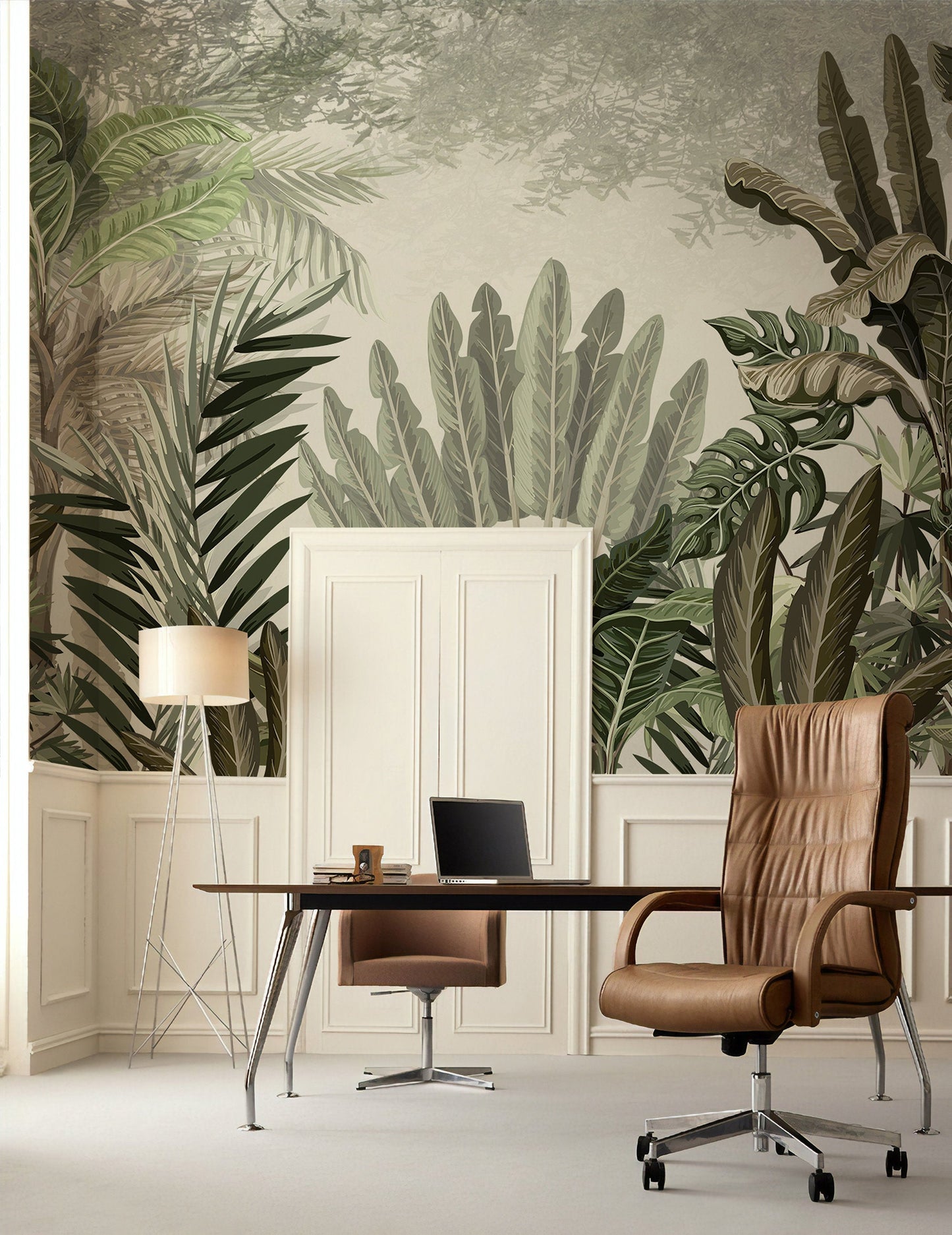 Tropical Forest Tree Leaves Wallpaper Decor Art Modern