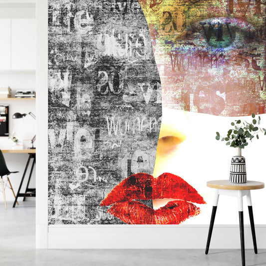 Woman Face Modern Art Wallpaper Mural Home Decor Wall